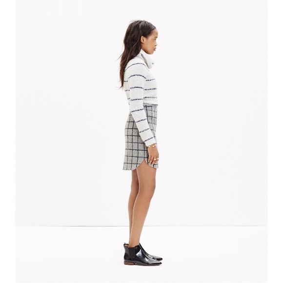 Madewell Academia Wool Shirttail Mini Skirt in Plaid Grid Check Gray Size 4 - Picture 3 of 8